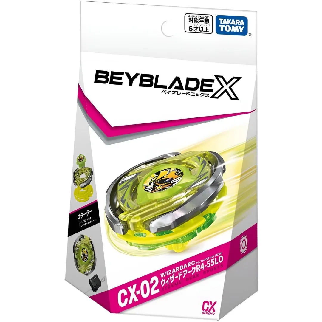 Packaging CX-02 Beyblade X, Wizard Arc R4-55LO, toupie endurance Beyblade CX-02 Beyblade X, Wizard Arc R4-55LO, toupie endurance Beyblade